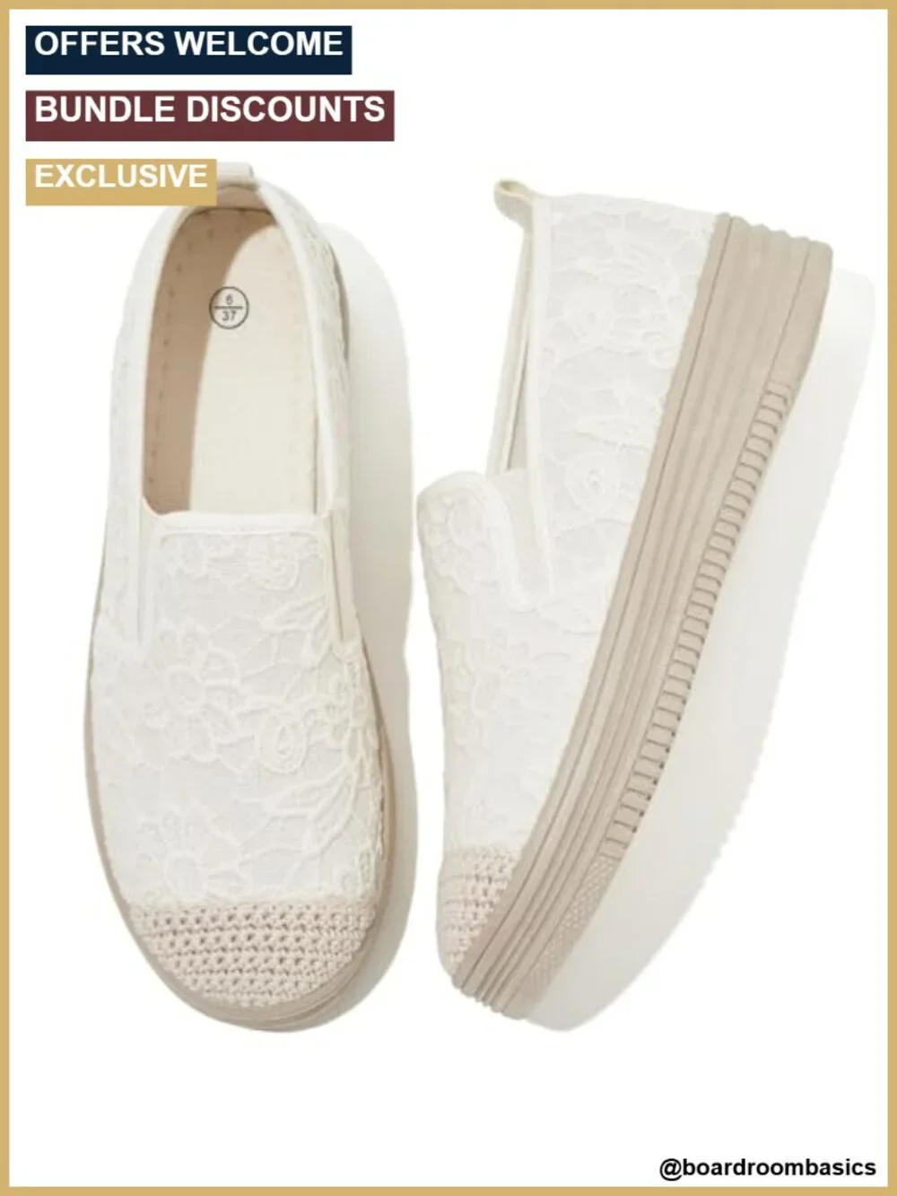 Women's Lace Canvas Espadrilles Slip On Loafers Lightweight Platform Sneakers